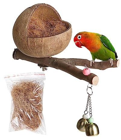 Bexdug Kokosnuss-Vogelhaus | Natürliches Vogelversteck für Sittiche - Vogelversteck und Sittichnest, bequemer Sittich-Nistkasten für Liebesvögel, Sittiche, Finken, Wellensittiche