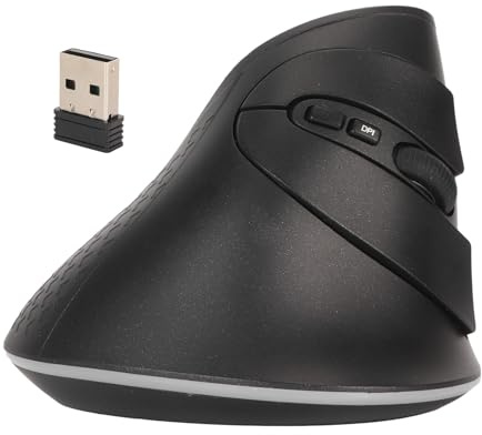 Bewinner Ratón Vertical, Ratón Ergonómico Inalámbrico Bluetooth 2.4G, Ratón 800 1200 1600 dpi para Computadora de Escritorio PC Portátil, Luz LED RGB, Negro