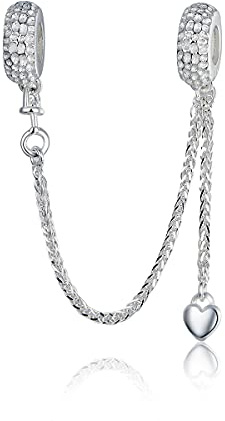 Kleine Reifen Sicherheitskette Charms mit 2 Gummi Abstandshalter Stopper Charms 925 Sterling Silber Perlen passen Pandora Charms Armband für Frauen