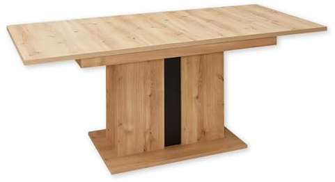 Esstisch ausziehbar in Altesche massiv, Old Artisan Oak Optik FSC-Zertifiziert - Ausziehbarer Säulentisch für Ihr Wohn- & Esszimmer - 140-190 x 76 x 90 cm (B/H/T)
