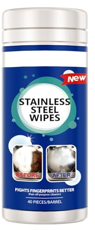 BYUP Toallitas de acero inoxidable, limpiadoras profesionales, protegen contra el polvo y la suciedad, fáciles de usar y de larga duración, 80 toallitas, sin perfume, Silver