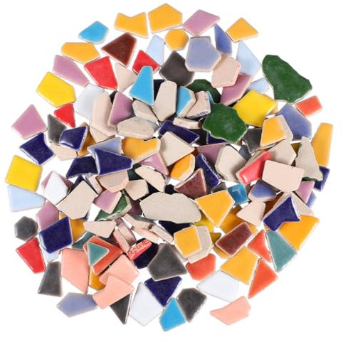 PartyKindom Keramik-Mosaikfliesen Zum Basteln 400 G Zufällige Farbe Unregelmäßige Mosaik-Glasstücke Für Garten-Bastelsets Diy-Glasmosaik-Kunstdekor