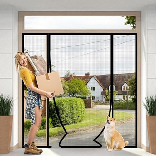 Zanzariera Magnetica per Porte, Zanzariera per Porte, Tenda Magnetica, Senza Foratura, per Porta del Soggiorno, Porta della Camera da Letto, Porta Scorrevole Nero/225x200 cm