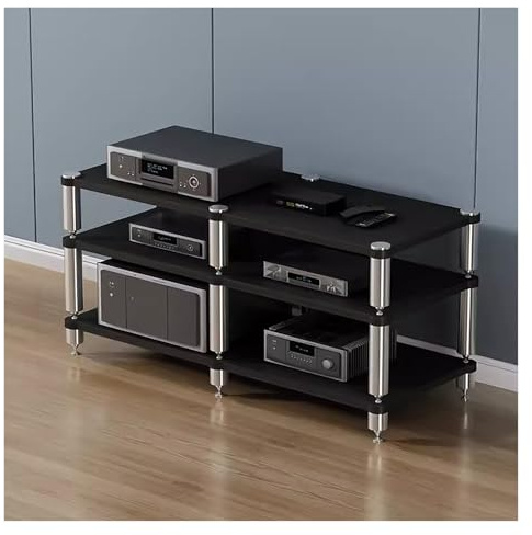 HDYZJQ HiFi Rack Hochleistungs-AV-Display-Rack für Heimkino, Audiokomponentenschrank/Medien-Stereoständer-Geräteregale, Organizer-Regal für Audiogeräte(Black,120x48x63cm)