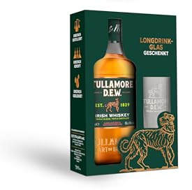 TULLAMORE DEW Irish Whiskey – mild & ausgewogen – limitiertes Geschenkset mit Longdrinkglas – perfekt für den erfrischenden Lemon & Lime Drink – 40% vol. - 0,7 l
