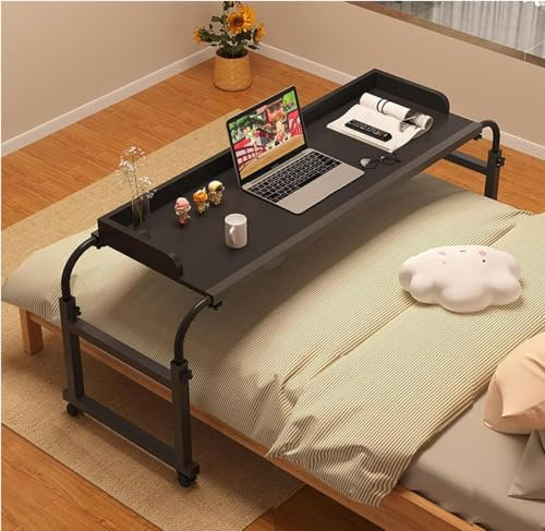 King Queen Betttisch mit Rollen, Laptoptisch – höhenverstellbarer Rolltisch für bettlägerige Patienten, ältere oder behinderte Menschen