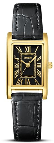 LN LENQIN Uhr Damen Armbanduhr Damen Uhr mit Großen Ziffern Analog Quarzuhr für Frauen mit Lederband