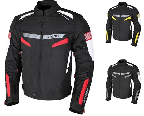 Genérico STORM Chaquet moto para hombre de pana impermeable protectora homologada CE para carreras para todas las estaciones con brazos desmontables