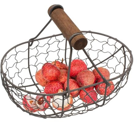 Cesta para huevos de gallina - cestas para servir pan | Bandeja para huevos de gallinero, huevera de alambre metálico, cesta de almacenamiento de picnic puede contener 12 huevos, diseño rústico para