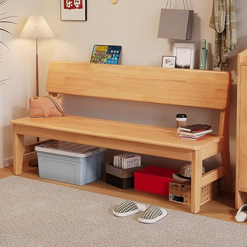 ZYZSY Esszimmerbank mit Rückenlehne, Sitzbank 2-Sitzer Essbank Holzbank, Bettbank mit Gummiholzbeinen, für Esszimmer, Flur, Garderobe, Industrial modern Design(Wood,120 * 30cm/47 * 12in)