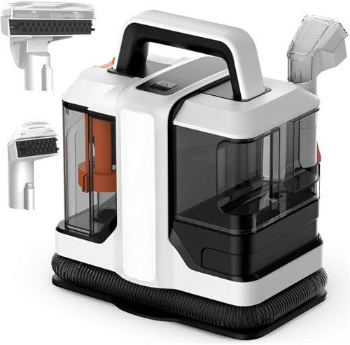 Portable Carpet Cleaner, 750W Handheld Steam Cleaner with 15Kpa Suction, 2 Brush Heads for Pet Stains and Spots, Ideal for Home Use