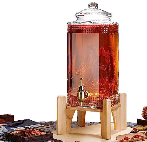 Ruiseawing Dispensador de Agua de Vidrio de 3 l, 5 l y 7,5 l, con Grifo y Tapa, para Agua fría, Limonada, Cerveza, zumos y Oficina (7,5 kg)