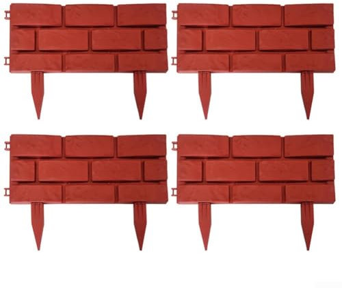 Sistema de bordes de jardín de 4 piezas para bordes de parterres sin esfuerzo y diseño de plástico estable para exteriores (rojo)