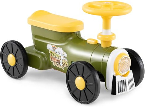 COSTWAY Rutschauto, Rutschfahrzeug mit Lenkrad & Zugpfeifton-Taste & Stauraum unter Sitz, Rutscher Kinderauto für Jungen und Mädchen ab 1 Jahr, 61 x 30 x 38 cm (Grün)