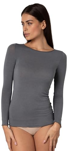 Lovable Langarmshirt mit Bootsausschnitt und unsichtbaren Oberflächen, Modal und Kaschmir, elastisch, atmungsaktiv, warm und weich, für Damen