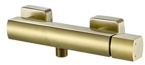 sanicomfort Duscharmatur BAROS – Einhebelmischer für Dusche, Aufputzmontage, brush golden, Brausearmatur mit 1/2 Zoll Anschluss, Messing