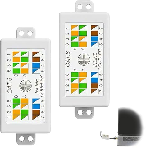 2 PCS Cat6 Junction Box, Cat6 RJ45 Junction Box, Punch Down Ethernet In-Line Coupler, High Speed LAN/Powerline Network Cables Connector, Krone Joiner Extension Adapter for Ethernet Cables