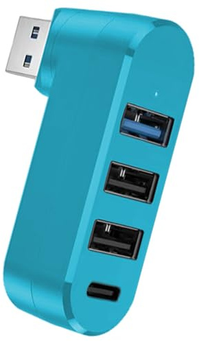 USB-port splitter – USB 3.0-hubb med 4 portar, roterbar multi-USB-expanderare | Snabb dataöverföringsadapter, bärbar USB-expansionsstation för bärbar dator, dator, bil, kontor, hem, resor och
