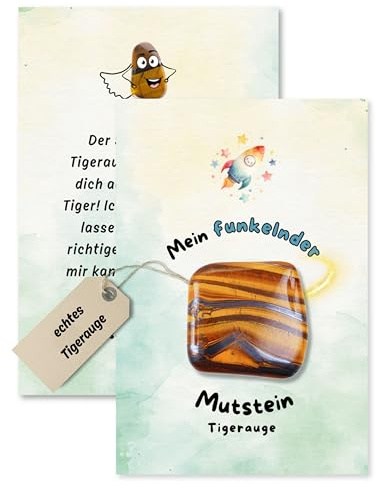 SoSi Mutstein Tigerauge 2-3cm Geschenk Glücksbringer | Geschenk für Kinder & Erwachsene, Mutmacher für Prüfungen, Naturstein