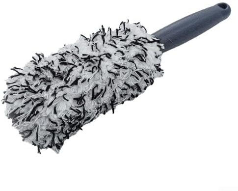 Spazzola per la pulizia dei cerchioni dell'auto per una pulizia approfondita di punti stretti e aree del motore (bianco e nero)