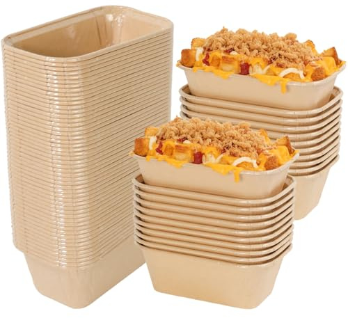 SLTAXAR 50 Stück Mini Rechteck Kuchenformen Mini Kastenform Papierbackform 8x4x4cm Einweg Backform Rechteckig Kuchenform Brotbackform mit PET-Folie Muffinförmchen für Brot Kuchen Muffins Braun