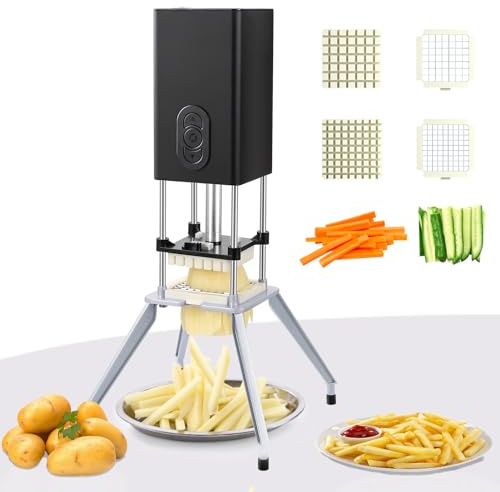 Taglierina elettrica per frittura, taglierina verticale commerciale con lama da 1/2 e 3/8 pollici, taglierina elettrica professionale per patate domestiche, patatine fritte automatiche