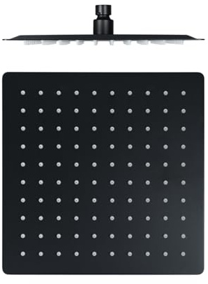 Regendusche Duschkopf 16 Zoll, Duschkopf Regendusche Edelstahl 304 Quadrat (40x40cm), 360° Verstellbare Kopfbrause mit Selbstreinigenden Düsen, Selbstreinigende Duschbrause Regendusche, Schwarz