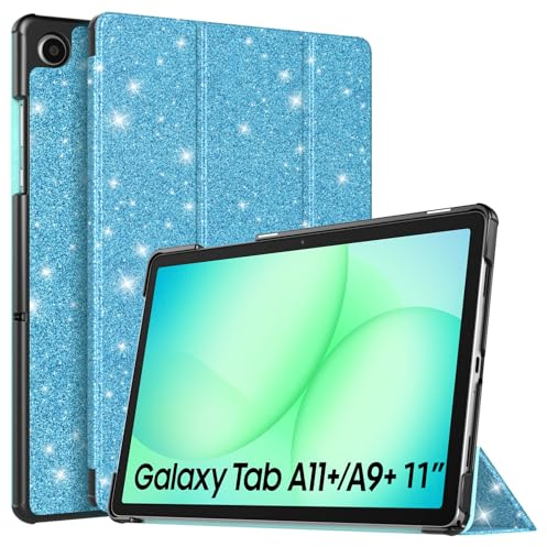 TiMOVO Funda para Samsung Galaxy Tab A11+/A11 Plus 11,Purpurina Azul Cielo | Compatible con los modelos SM-X230/X236/X238, Ligera y Delgada, Soporte Triángulo Ajustable, Auto Activación/Suspensión