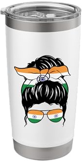 Indian Girl India Indian Flag Patriotic Proud Indian Girl Stainless Steel Insulated Tumbler