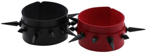CAXUSD Pulseras de Cuero Pu 2 Piezas Tachuelas Estilo Punk Ajustables Diseño Cómodo y Único para Decoración de Muñeca y Uso Diario