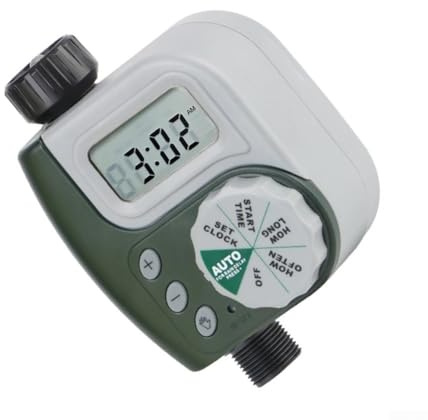 Minhe Temporizador de riego automático digital, controlador de riego inteligente, pantalla LCD, funcionamiento sin presión, construcción robusta de ABS para mantenimiento de jardín de temporada