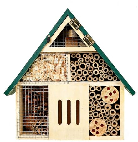 Casa de mariquitas – Casa de polinización decorativa de madera para mariquitas al aire libre | 24,1 x 8,1 x 29,2 cm