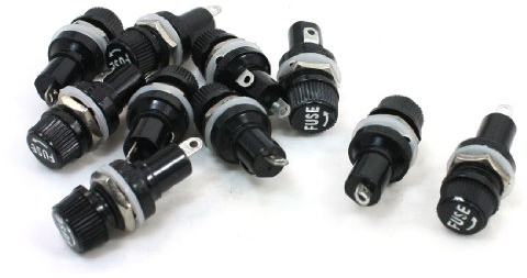 sourcing map 10 PCS Schwarz 2 Terminals Panel Montage 5 x 20 mm Sicherungshalter de