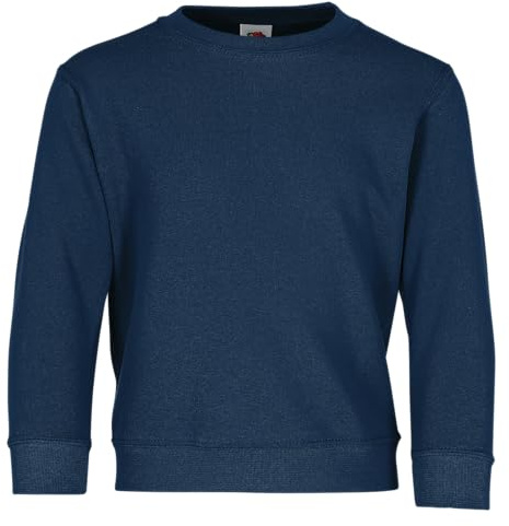 Fruit of the Loom Unisex barn set-in klassisk sweatshirt, Marinblå, 152