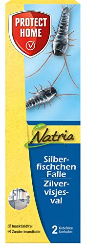 Protect Home - Natria Silberfischchen-Falle 2 Stück, geruchlose insektizidfreie Klebefalle zur Silberfischchenabwehr für Zuhause und Gewerbe