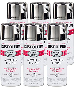 Rust-Oleum 7718830-6PK Stops Rust Bright Coat Metallic Spray Paint, 11 Oz, Chrome, (Pack of 6)