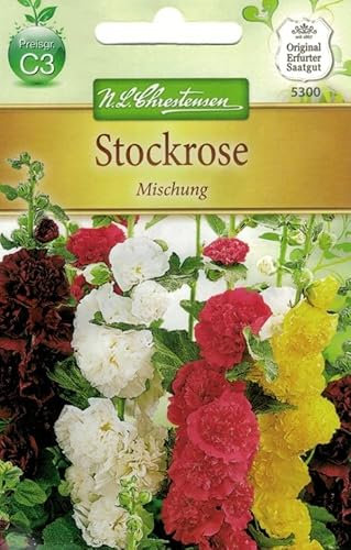 N.L.Chrestensen 5300, Alcea rosea Stockrose, Mischung, Mehrfarbig