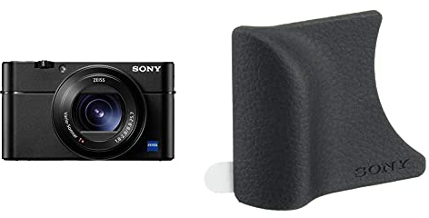 Sony RX100 V Premium Kompakt Digitalkamera (20,1 MP, 7,6 cm Display, 1 Zoll Sensor, 24-70 mm F1.8-2.8 Zeiss Objektiv, 4K, herausragende Autofokusleistung) schwarz & AG-R2 Griffbefestigung schwarz