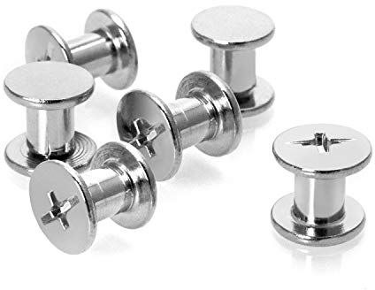 QWORK® Rivetti a Vite, Borchie a vite, Rilegatura a Vite, Rivetti Bottoni per Artigianato Cuoio DIY per Album, borse libri, vestiti, stivali, in Acciaio, 100 Sets, M5x6mm