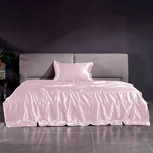 THXSILK 22 Momme Seidenbettwäsche Set 2 teilig, Bettbezug 135 x 200 cm und Kissenbezüge 40 x 80 cm, Hypoallergen Maulbeerseide Bettbezug Set, Ultra Weich und Glatt, Bezauberndes Rosa