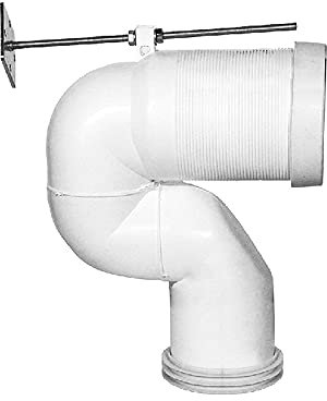 Inbagno Curva Tecnica WC traslata per Scarico a Pavimento, Regolazione da 16 a 25 cm, tagliabile su Misura