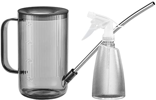 Wesoke Regadera para Plantas de Interior / Exterior 1L / 34oz con Botella de Pulverización de 500 ml/17 oz, Rociador de Plástico para Plantas, Rociador de Botella de Chorro para Plantas,Flores,Bonsái