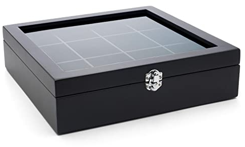 Bredemeijer Scatola per bustine da tè, 12 scomparti, con finestra, colore: nero