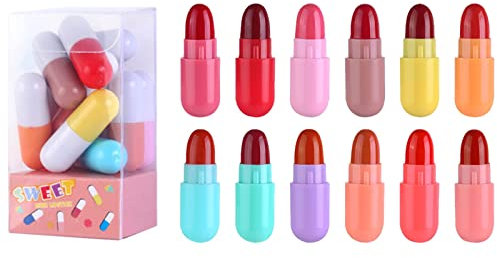 12-teiliges Matt Mini-Kapsel-Lippenstift-Set Nude-Farbe samtige Lippentönung langanhaltende hochpigmentierte niedliche Lippen-Make-up-Geschenke für Frauen
