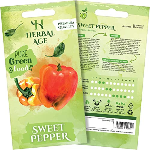 HERBAL AGE Grow Your Own Kits, Sweet Pepper Vegetable Seeds for Planting UK, 40 Plants Heirloom Seed Box, Plant Seeds Indoor & Outdoor UK, Garden Gifts for Women, Man, Kids, Salad and Vegs Lovers