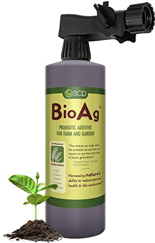SCD BioAg – Organic Lawn and Garden Soil Microbes with 12 Probiotic Strains, Live Super Concentrate of Liquid Microorganisms, Chemical-Free Soil Revitalizer, Yard & Lawn Treatment (1 Liter w/Sprayer)