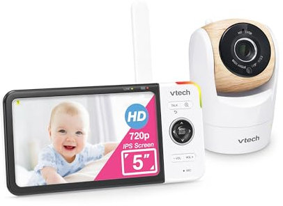 VTech VM928HD 5” 720p HD Display, Super 110 Wide Angle View Baby Monitor, Remote Pan-Tilt-Zoom,Night Vision, Up to 1000ft Range, Temperature Sensor, 9 Soothing Sounds & Lullabies,2-way Talk, No WiFi