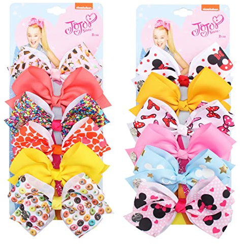 12 Stück Mädchen Grosgrain Band Haarspangen und Bunte Haarschleifen Clip für Mädchen, Geburtstagsgeschenk und Cosplay Kleid