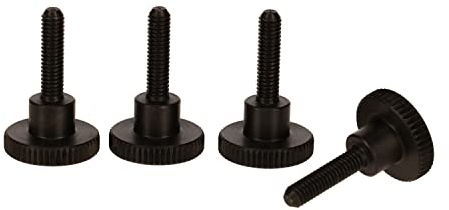 PrecisionGeek Tornillos moleteados M5 de acero DIN 464 – bruñidos – Cabeza plana con mango de hombro – Rosca 10 – 25 mm – Juegos de 4 u 8 unidades (bruñidos M5 × 15 mm, 4 unidades)