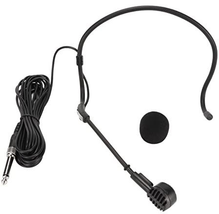 Micrófono de Cabeza para Auriculares Profesional, Micrófono Dinámico con Gancho para la Oreja de 6,35 Mm, Micrófono Omnidireccional, para Amplificadores de Altavoces de Karaoke